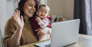 Mom and Baby with Computer
